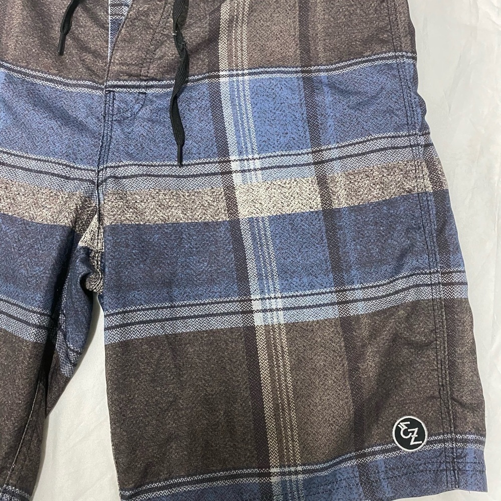 Ezekiel Men's Blue Black and Grey Plaid Shorts, 36 - Picture 2 of 5